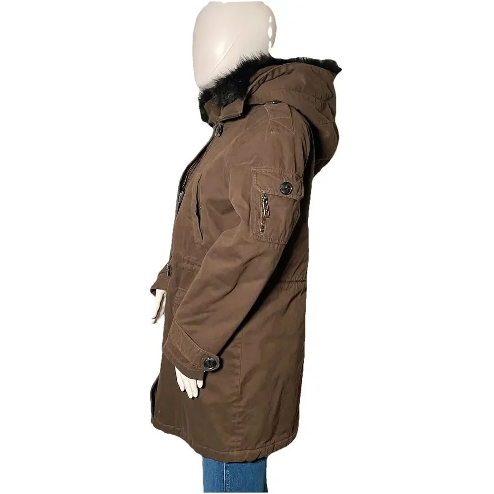 MICHAEL Michael KORS Heavy Jacket with Faux Fur Hood- Medium